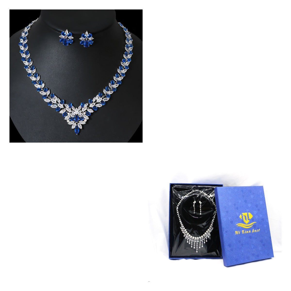 Elegantes Eiskristall-Ohrring-Zirkon-Halsketten-Set