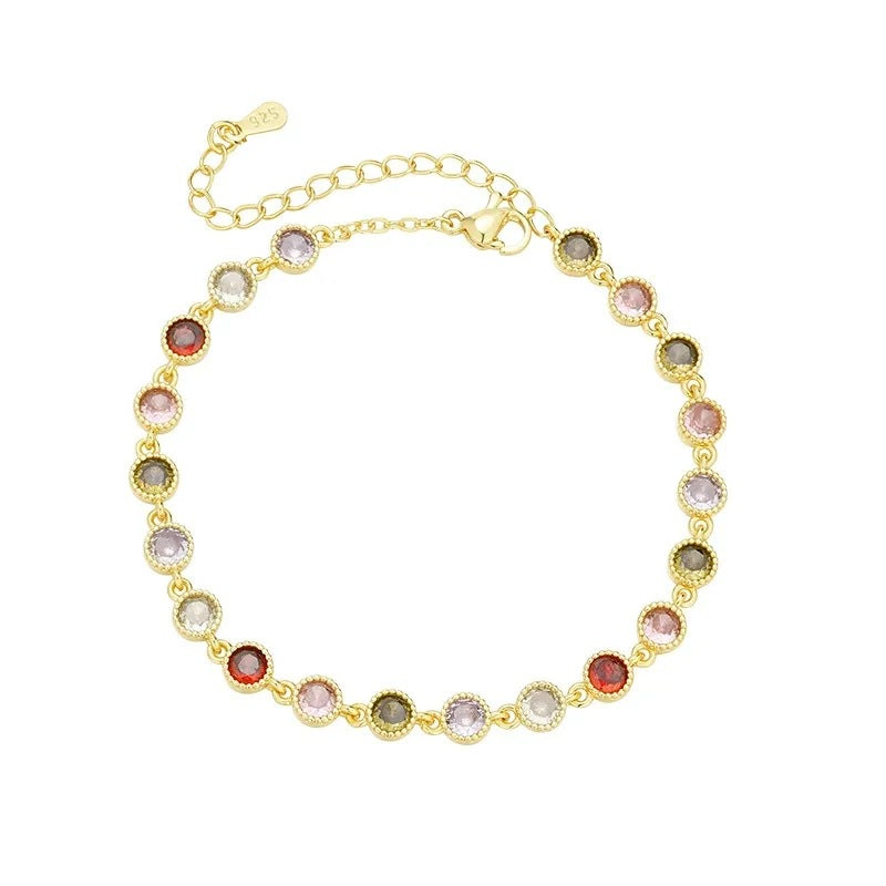 Womens Luxury Niche Delicate Multicolored Tourmaline Bracelet