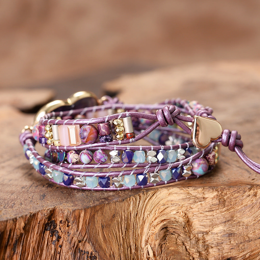 Handgemachtes Armband Perlen Lederseil