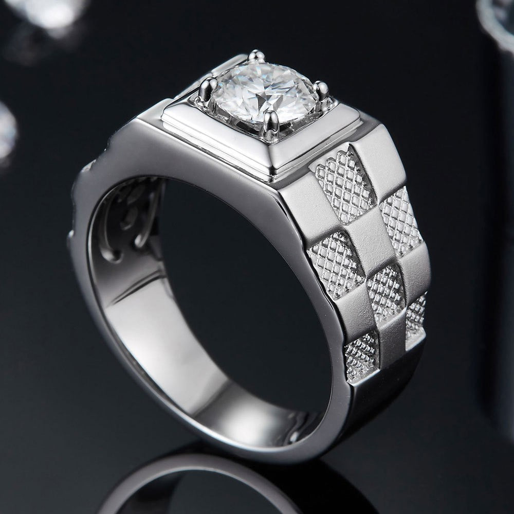 Anillo de Moissanita y Diamante Simple para Hombre