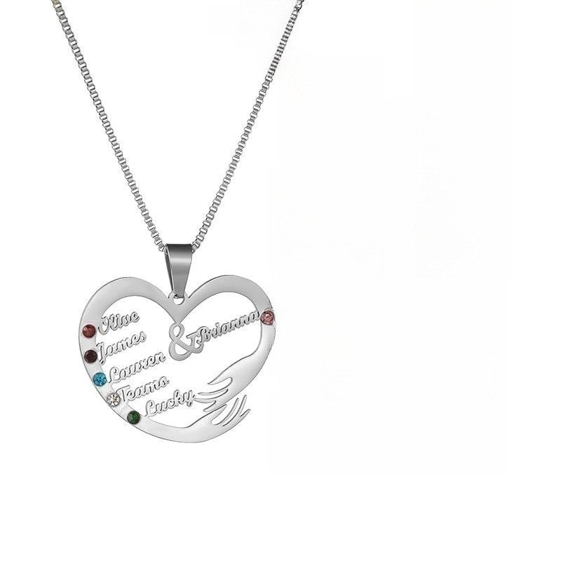 Stainless Steel English Alphabet Heart Set Zircon Pendant Personality Diy Name Necklace