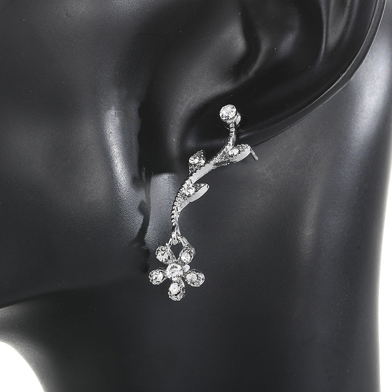 Diamant-Blatt-Perlen-Langhalskette