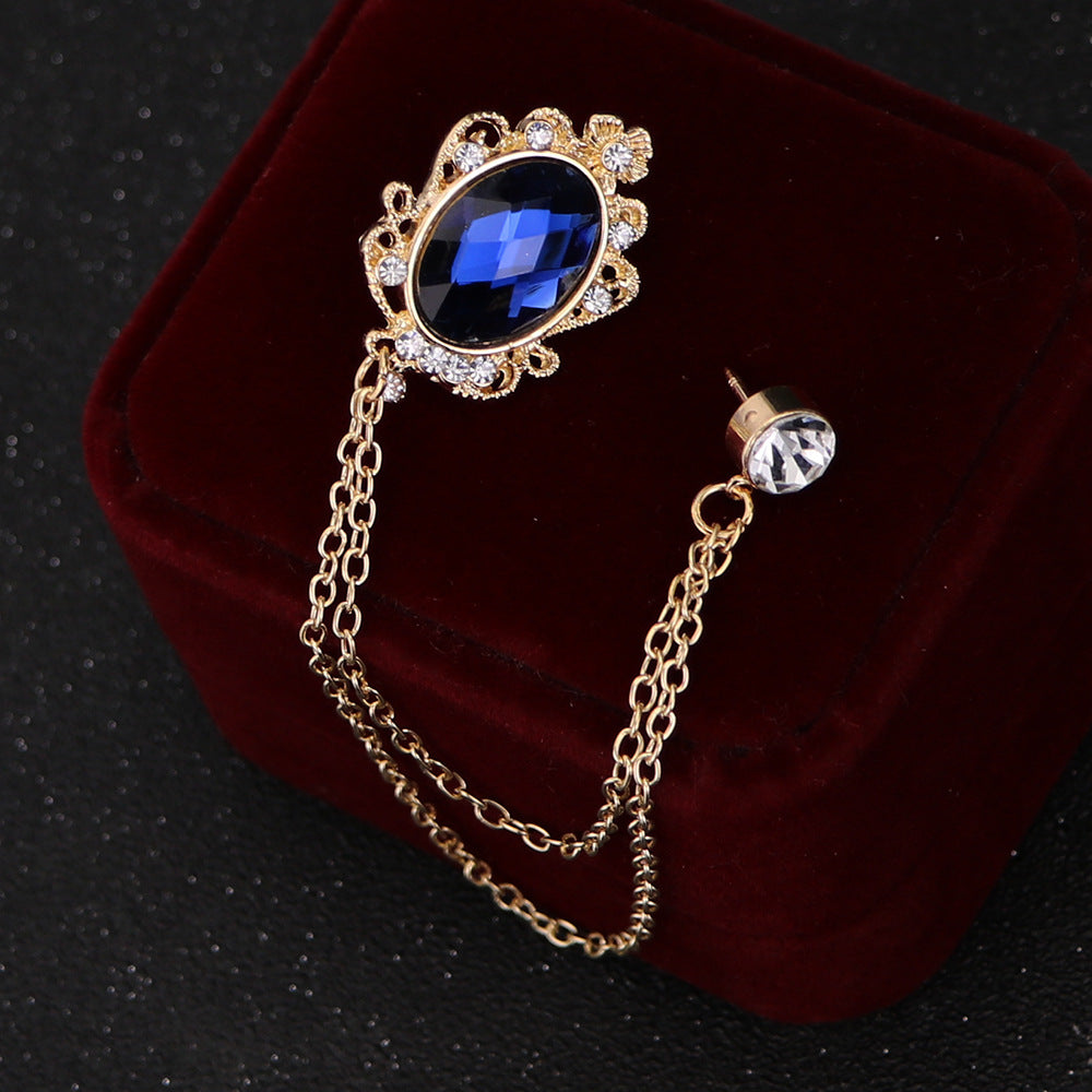 Juwelenbesetzte Quastenkette Brosche Herren Accessoires Abzeichen