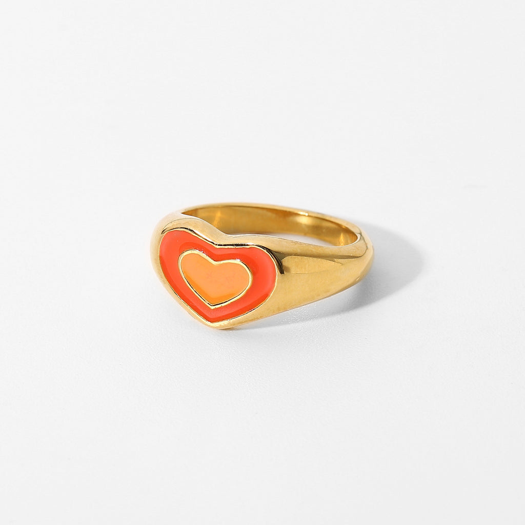 Metall-Liebesherz-Ring Titanstahl-Pfirsichherz-Ring