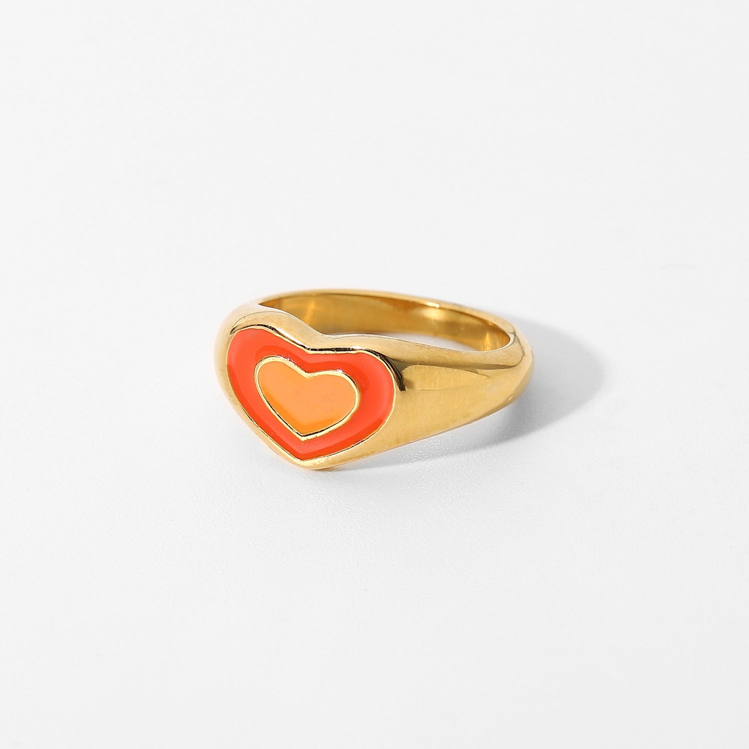 Metal Love Heart Ring Titanium Steel Peach Heart Ring