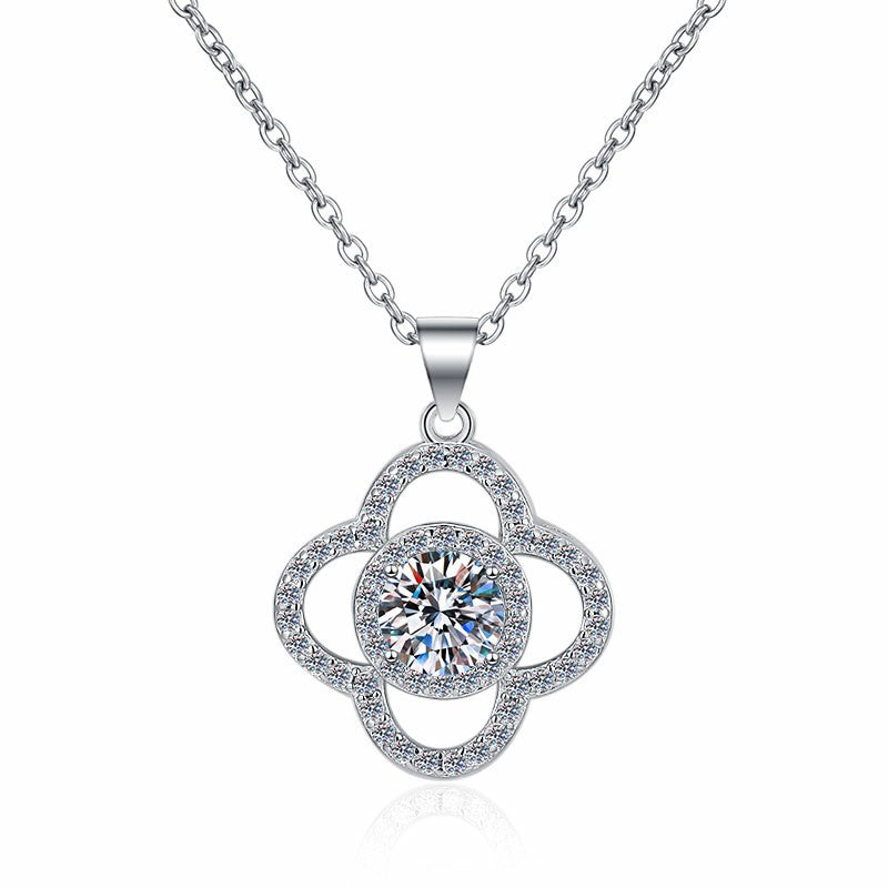 Damenmode Sterlingsilber Moissanit-Anhänger Halskette