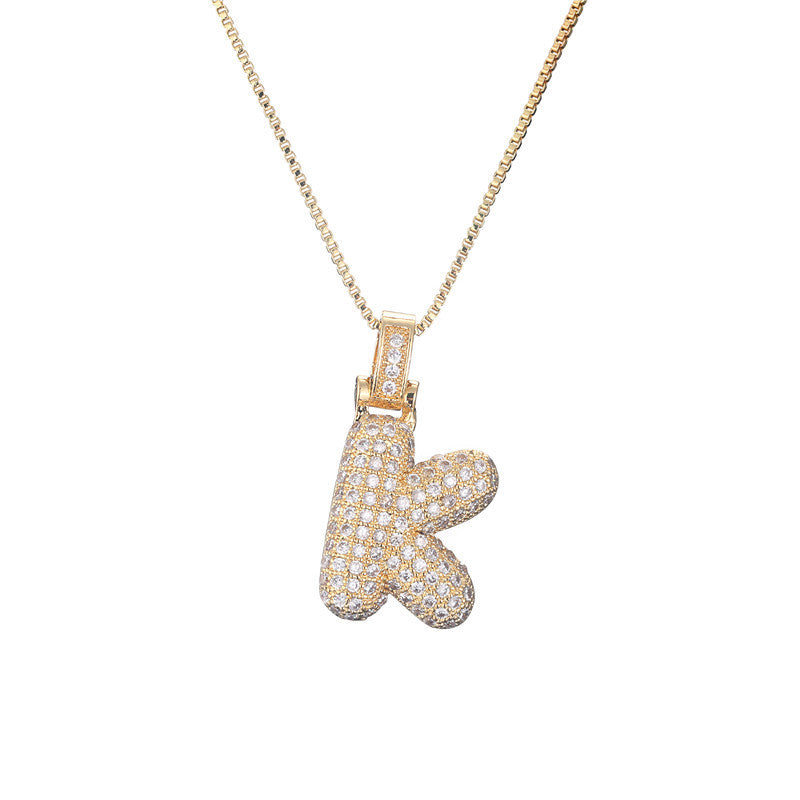 Schlüsselbeinkette Kupfer Mikro-intarsierte Zirkon 26 Buchstaben-Anhänger-Halskette für Frauen Geburtstag Schmuck Geschenke