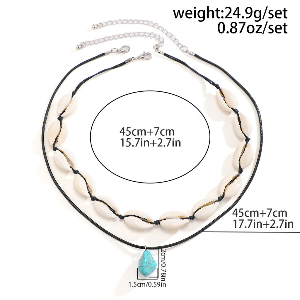 Muschelkette unregelmäßig Türkis Halskette für Herren Schlüsselbeinkette Schmuck