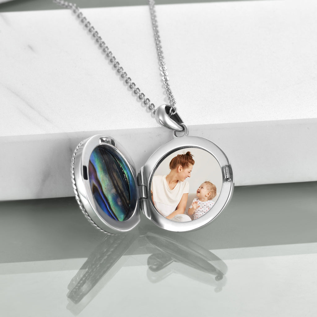 Baum des Lebens Medaillon Halskette Schmuck für Frauen Sterling Silber Keltischer Lebensbaum Abalone Muschel Medaillons Schmuck Geschenke für Mutter Tochter