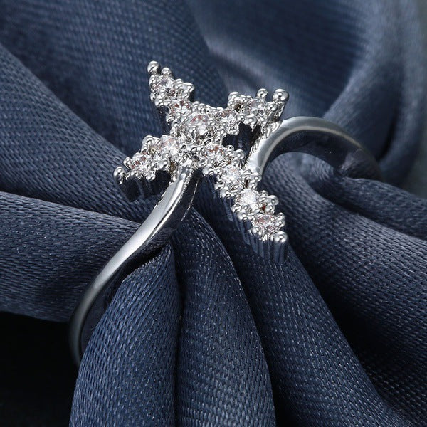 Diamant Christlicher Jesus Kreuz Ring