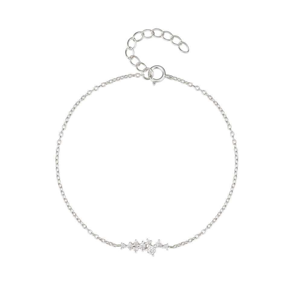 Pulsera hipoalergénica de plata de ley con incrustaciones de diamantes, diseño sencillo y elegante, para mujer