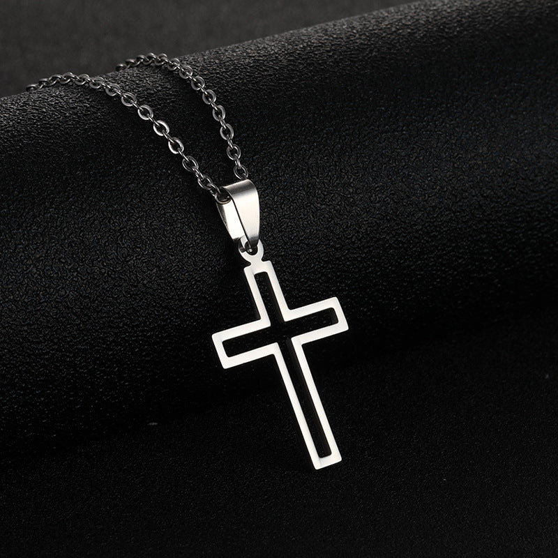 Männer und Frauen All-Matching Edelstahl Kreuz Anhänger Halskette