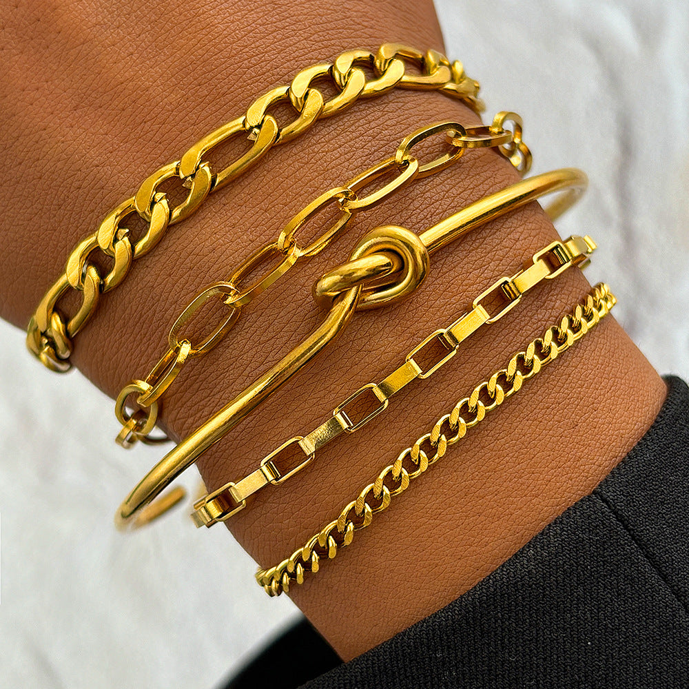 Retro Dicke Kette Personalisiertes Armband Mix And Match Offenes Armband Armband Twin Style Anzug