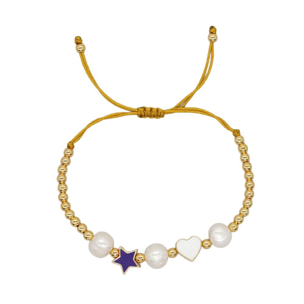 Pulsera de pareja de cobre con gota de aceite y corazón de durazno para el Día de San Valentín