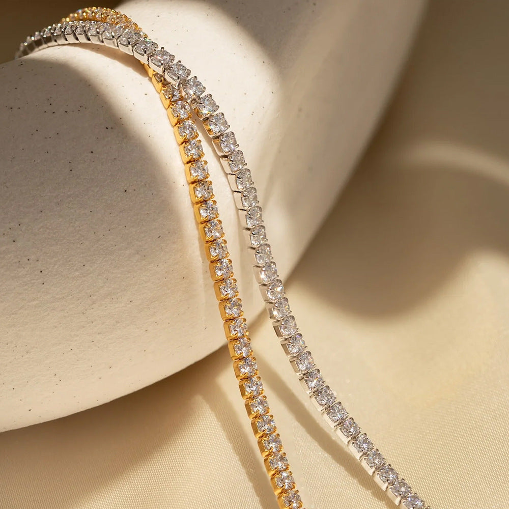 Damen Zirkon Edelstahl Strass Armband