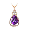 Quality Ear Hook Purple Gemstone Diamond Ring Rose Gold Collarbone Necklace Set