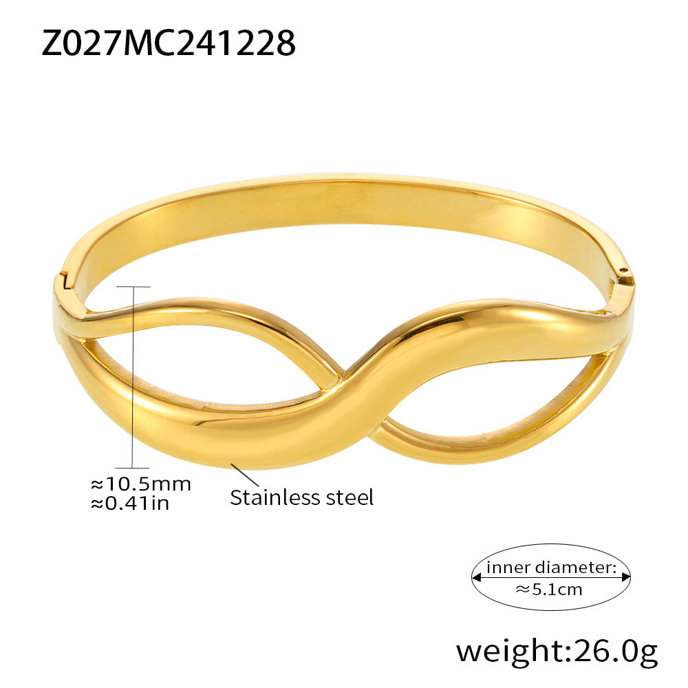 8-character Curve Design High Polished Buckle Bracelet