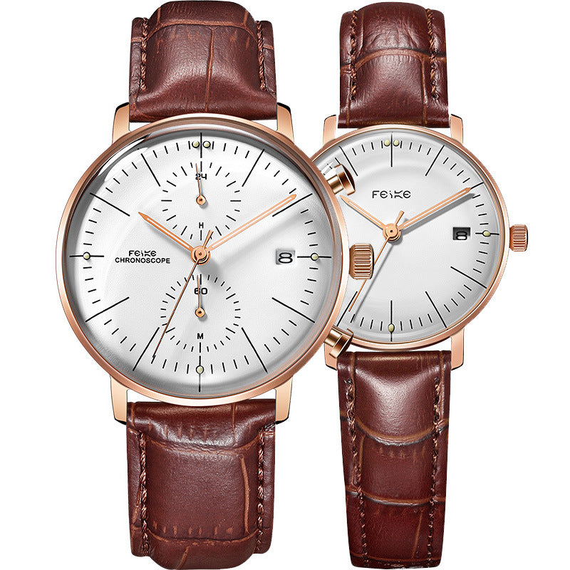 Herren- und Damenmode, schlichte, wasserdichte Gürtel-Armbanduhr