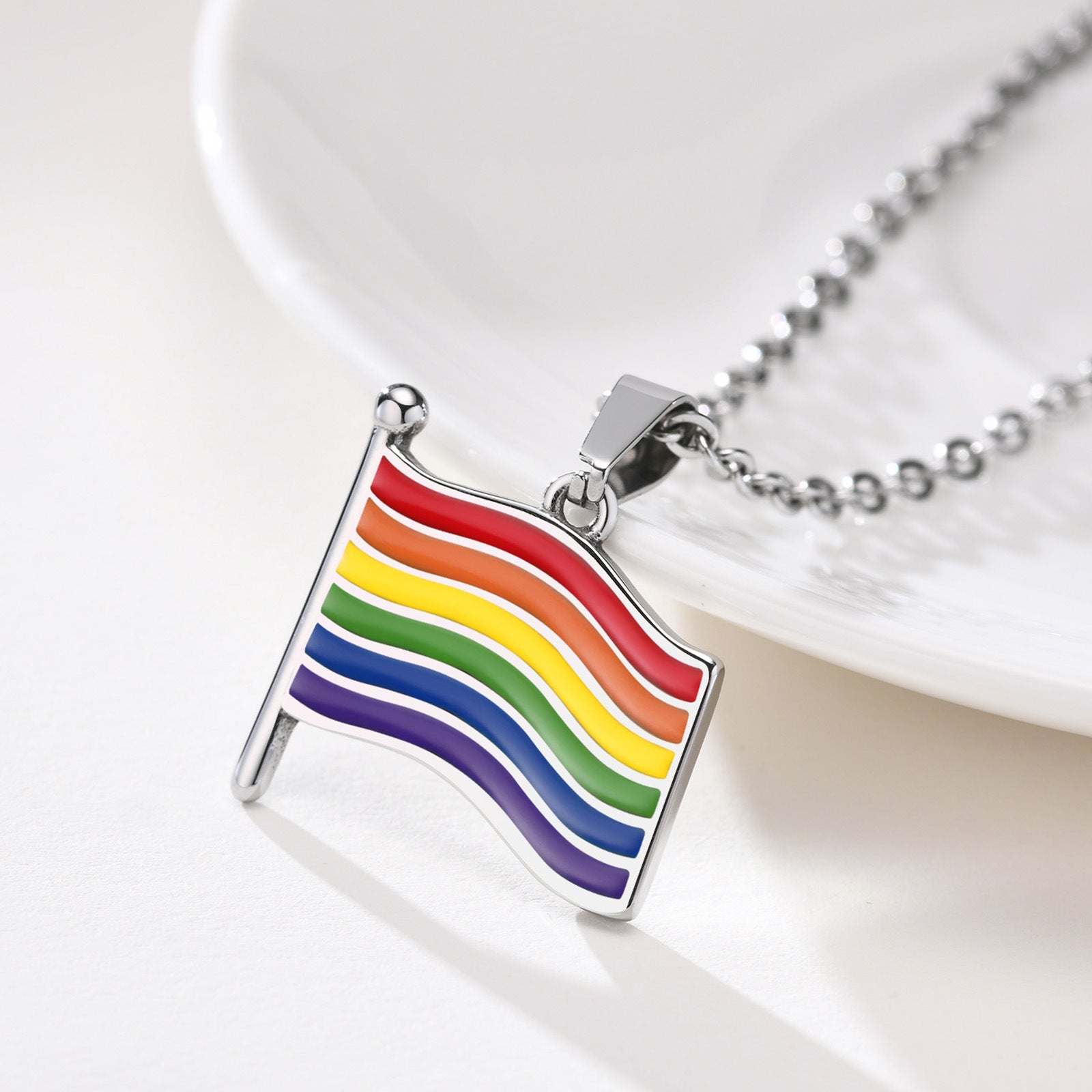 Regenbogenflagge LGBTQ Paar Halskette Unisex Accessoires