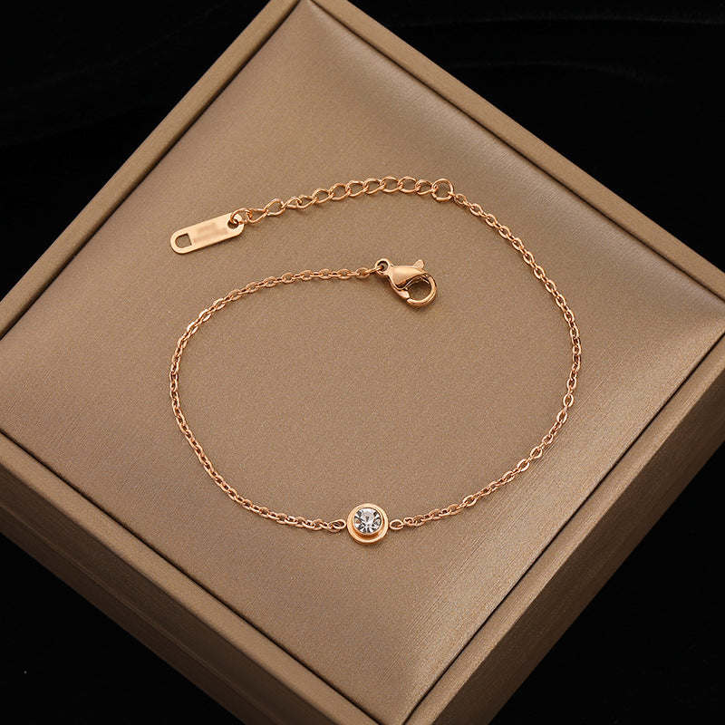 Hochwertiges einzelnes Diamantarmband für Damen, 18K Gold, schlichter kalter Stil