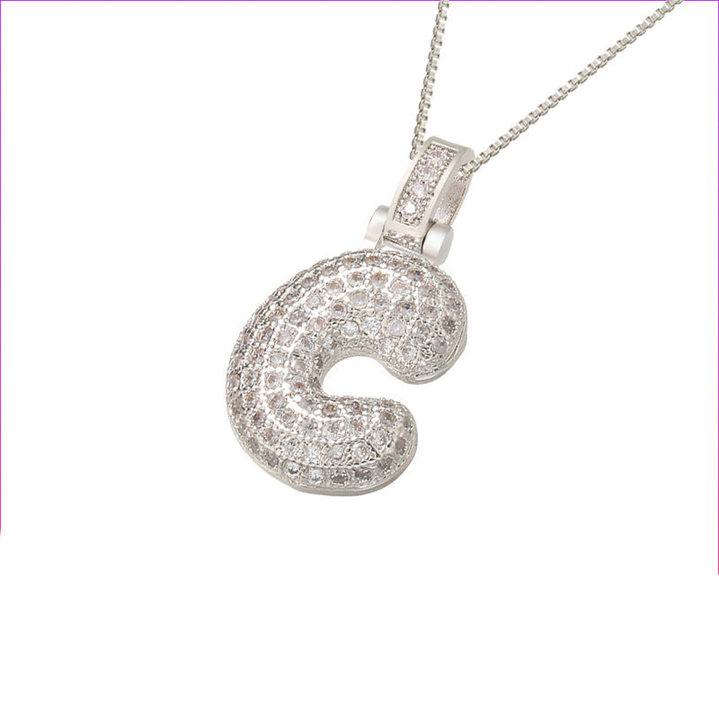 Schlüsselbeinkette Kupfer Mikro-intarsierte Zirkon 26 Buchstaben-Anhänger-Halskette für Frauen Geburtstag Schmuck Geschenke