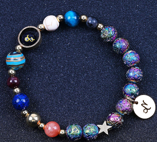 Pulseras de las Doce Constelaciones de Roca Volcánica Colorida de San Azul