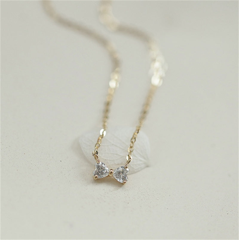 925 Sterling Silver Plated 14K Yellow Gold Heart Pendant Necklace