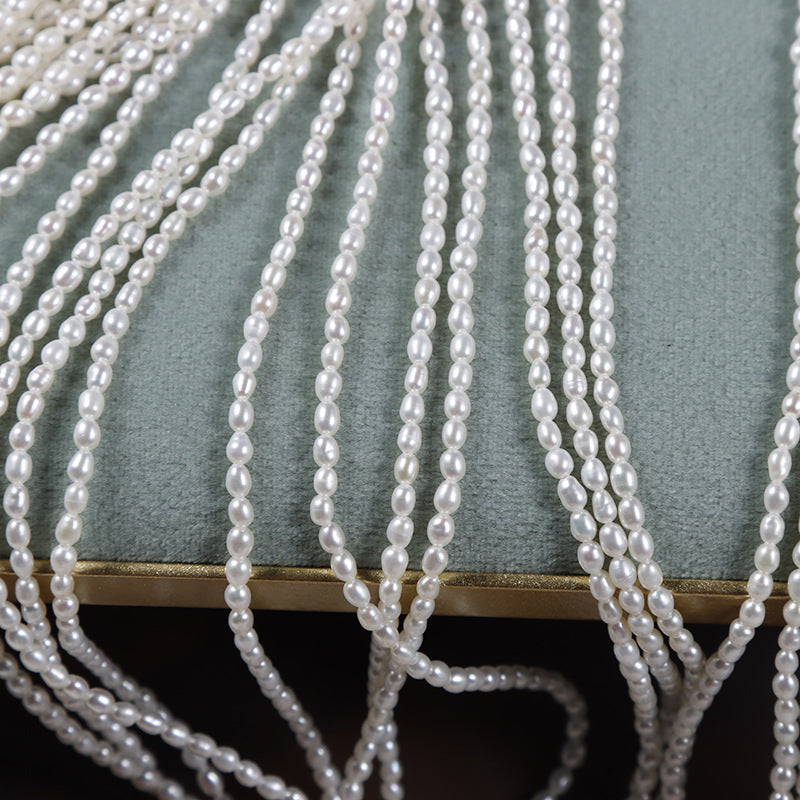 Material de joyería de cadena fina con perlas de agua dulce naturales