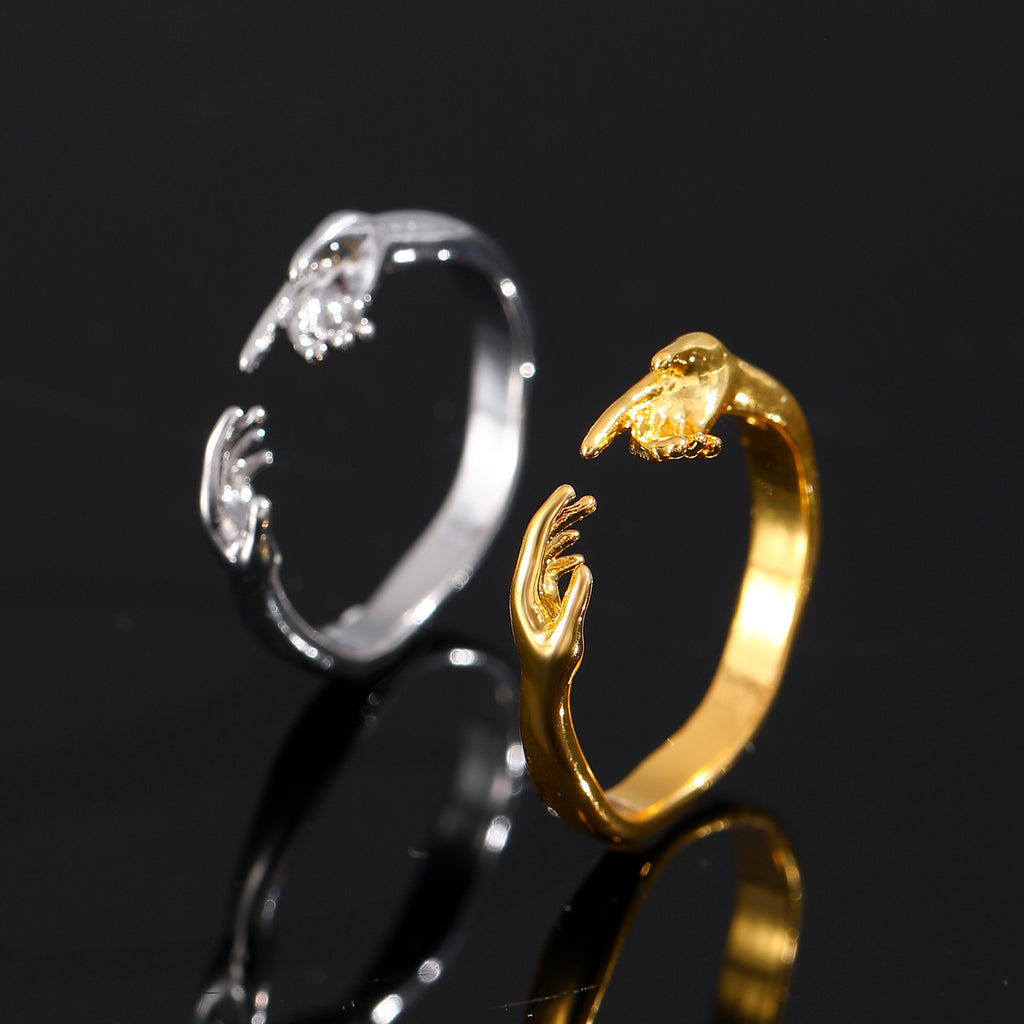 Anillos Abiertos Ajustables de Dos Manos Anillo de Moda con Personalidad para Joyería de San Valentín