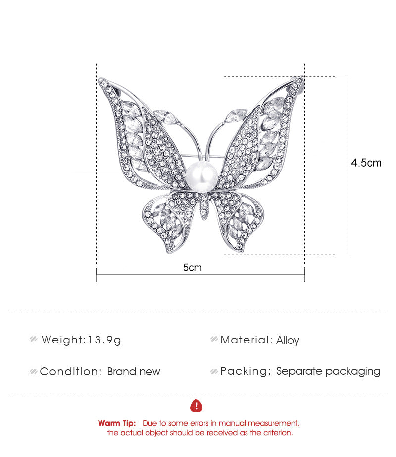 Broche Mariposa con Diamantes de Imitación de Moda de Alta Calidad Y