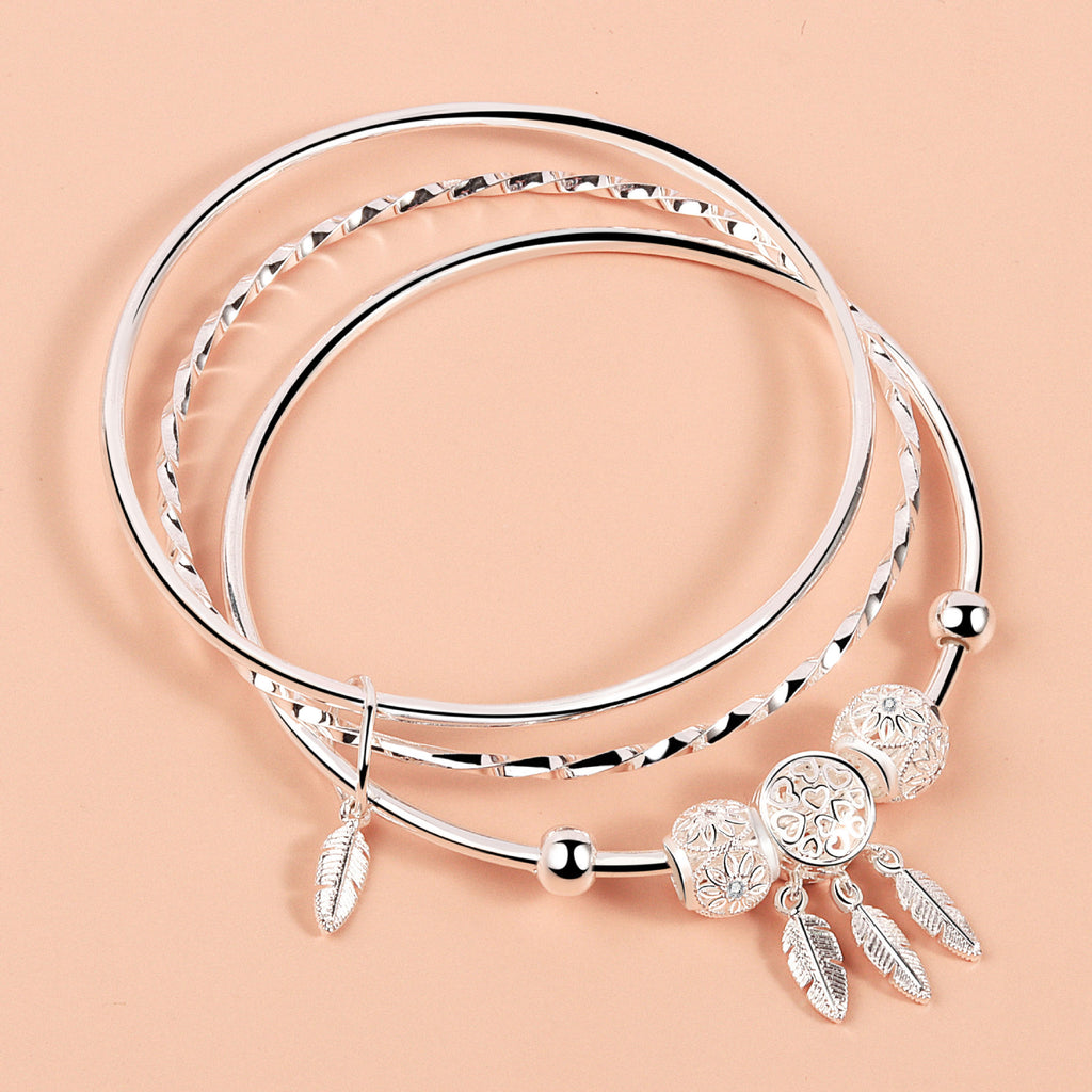Pulsera de San Valentín Tanabata de tres anillos sólidos