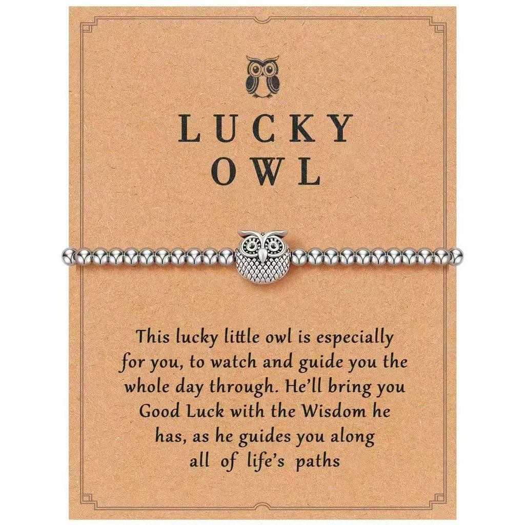 Damen Eulen Armband Englische Segenskarte