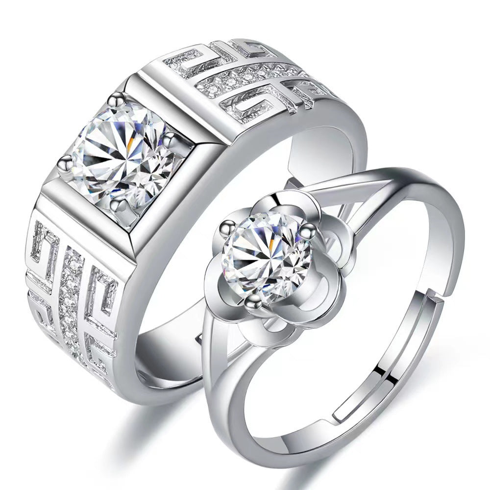 Anillos de apertura Simulación de boda Anillo de diamante
