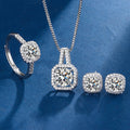 Dreiteiliges Achtherzen-Achtpfeile-Zirkon-Ring-, Ohrstecker- und Ketten-Set