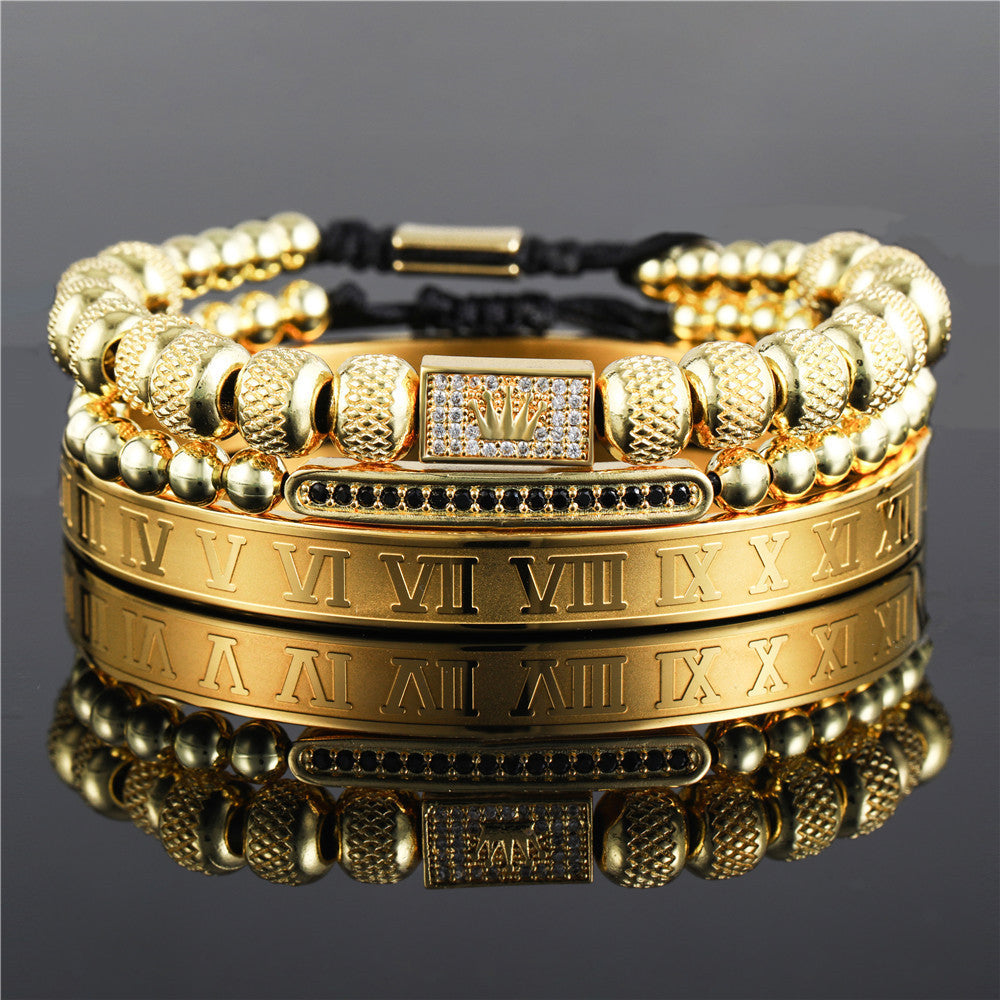 Pulsera Trenzada con Corona Vintage