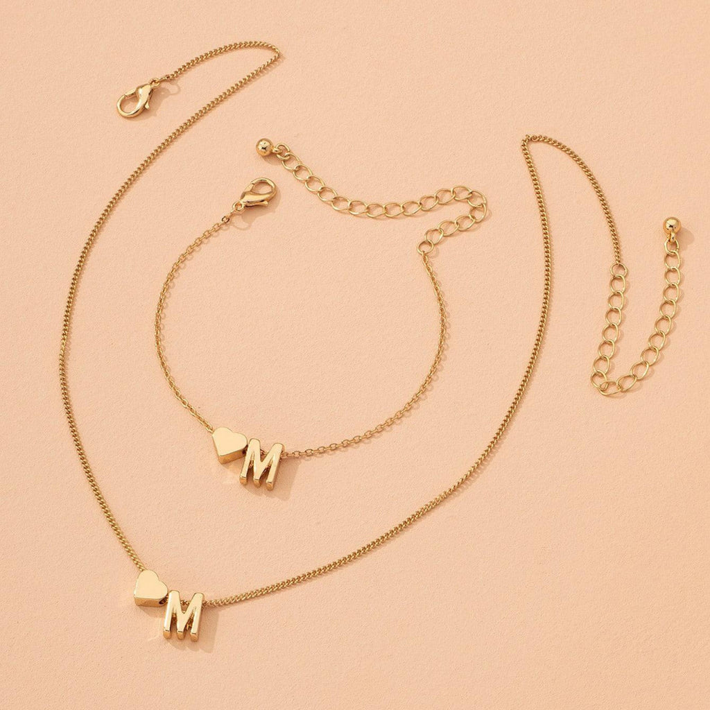 Minimalistische herzförmige Buchstaben-Halsketten-Armbänder