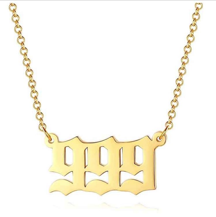 Collar corto para mujer con colgante de número angelical 0-9
