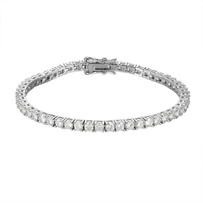 Moissanit Armband Tennis Kette 10 Punkte S925 Sterling Silber