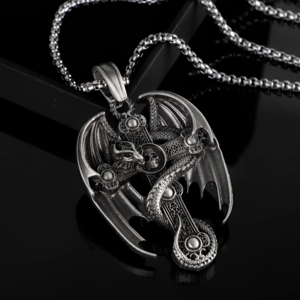 Herren Retro Edelstahl-Anhänger Pulloverkette