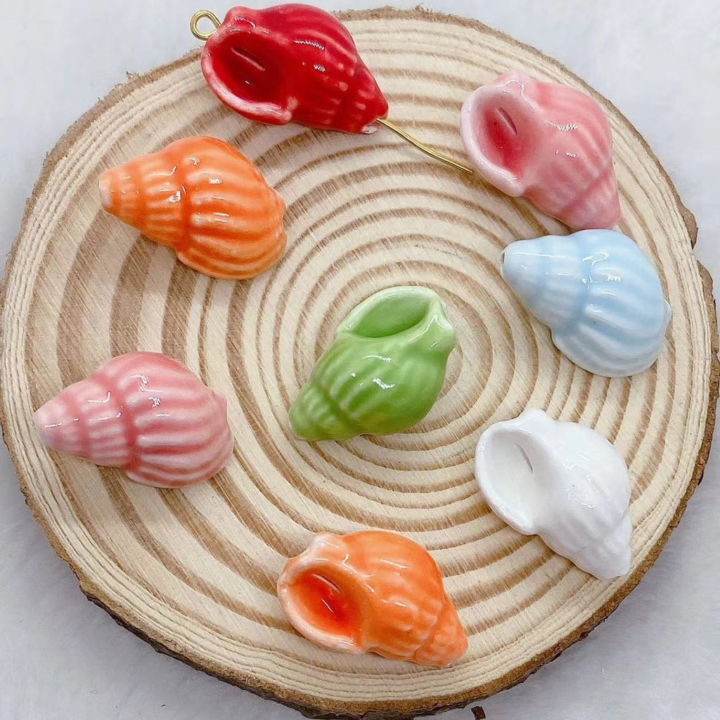Conch Ceramic Beads Loose Beads Snails Silk Beads Handmade Diy Ornament