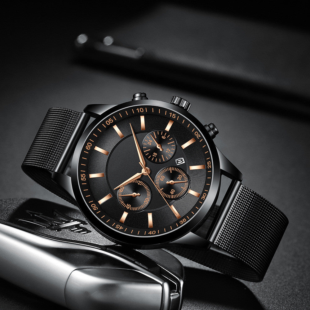 Herrenmode wasserdichte Uhr mit Mesh-Armband