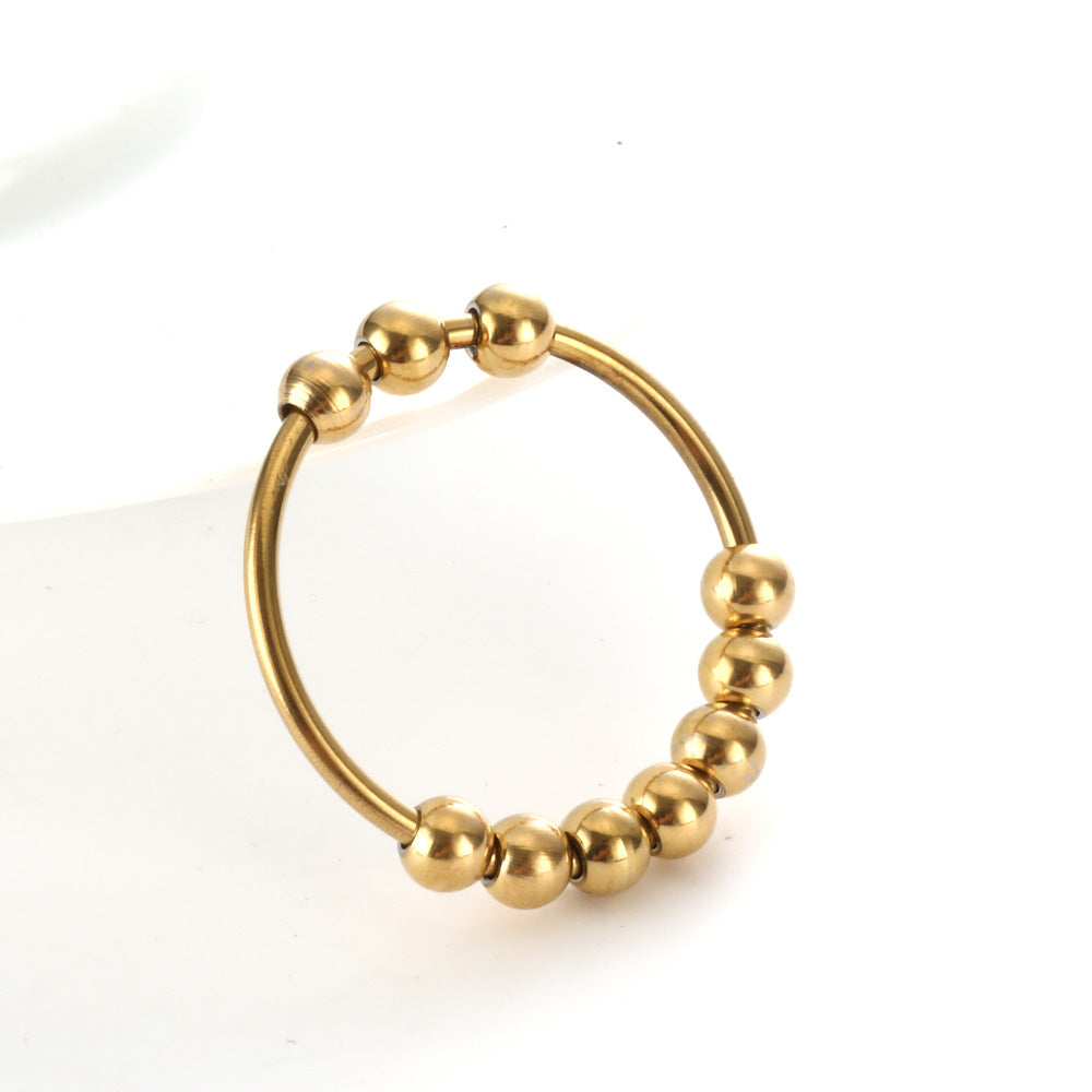Anillo de descompresión con cuentas giratorias de acero inoxidable para meditación