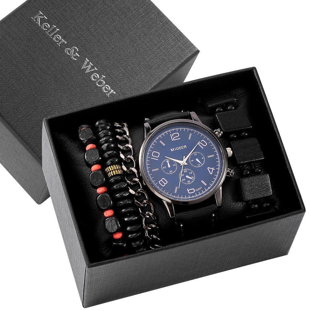 Herren Geschenkbox-Set Uhr Modeuhr Armband-Set Quarz
