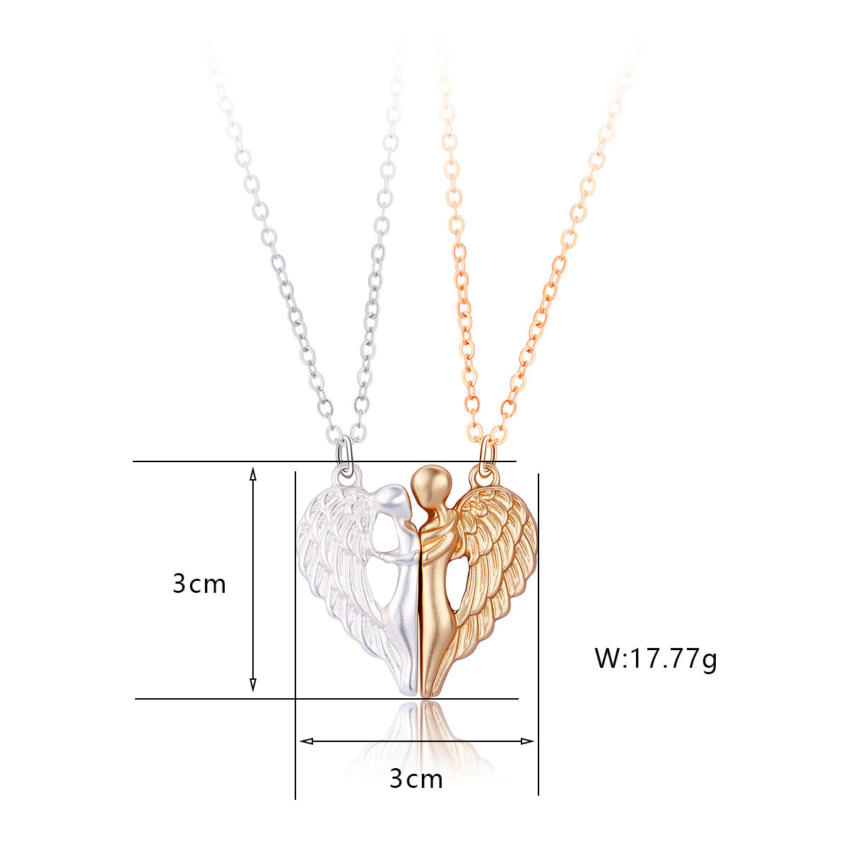 Zwei neuartige magnetische Flügelketten für Paare in verschiedenen Farben können auch als Schmuck für gute Freunde zur Erinnerung an ihre Freundschaft dienen