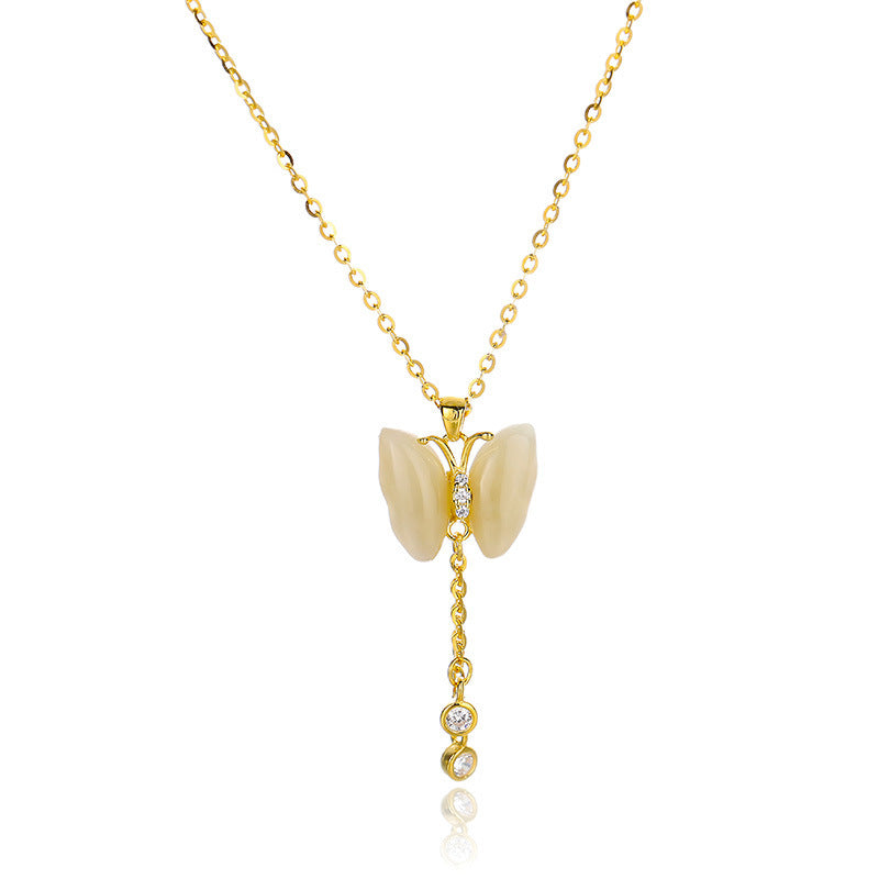 Collar con borla de mariposa para mujer, plata de ley 925, estilo chino nuevo, alta sensibilidad