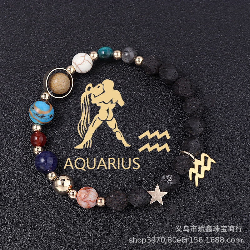 Natural Volcanic Rock Twelve Constellations Bracelets Fashion European And American Style