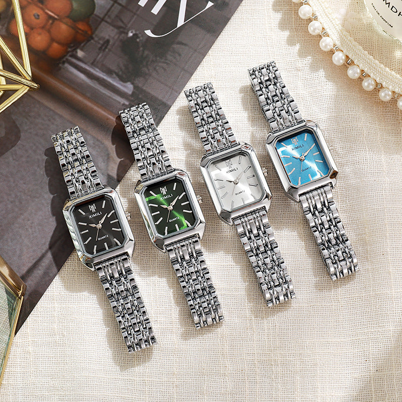 Reloj de mujer con correa de acero cuadrada, sencillo y a la moda