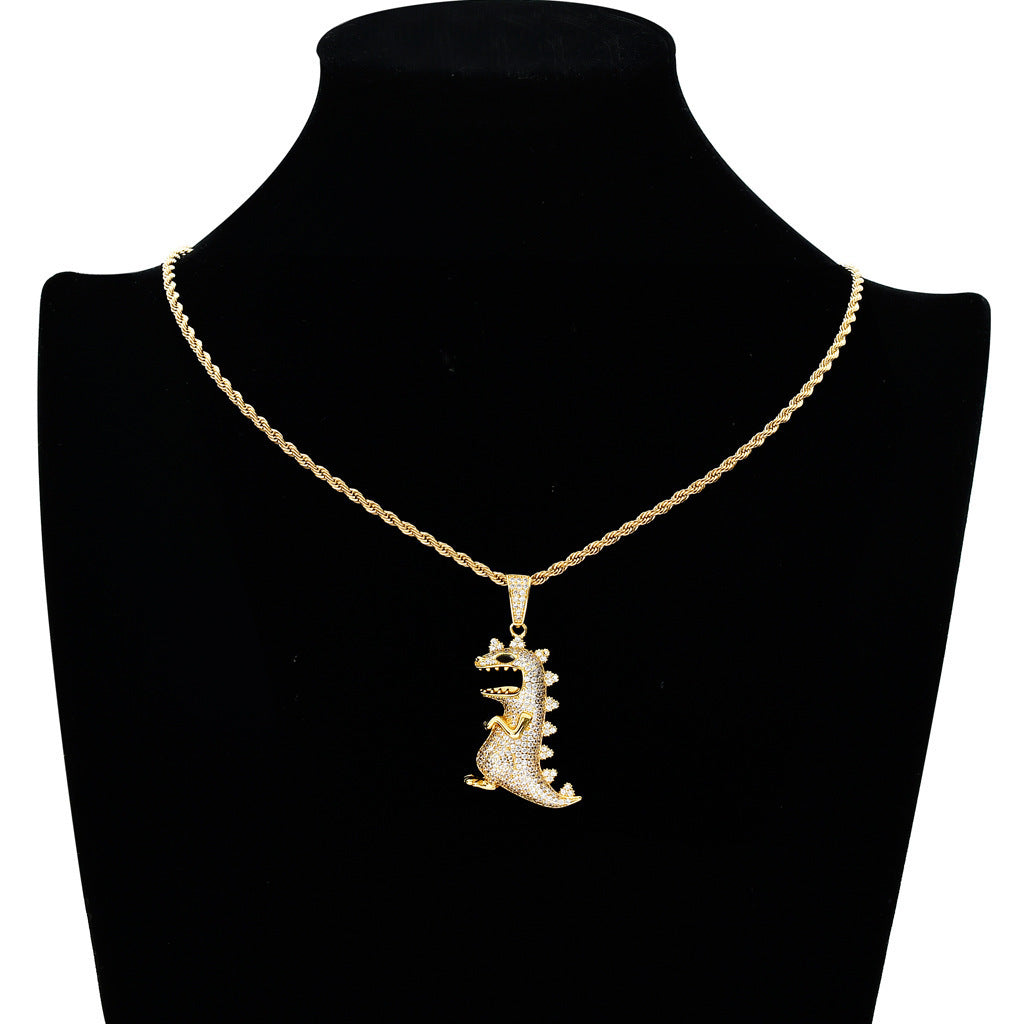 Hip-Hop-Stil Dinosaurier-Anhänger Halskette Deko-Accessoires für Feiertags-Party-Geschenk