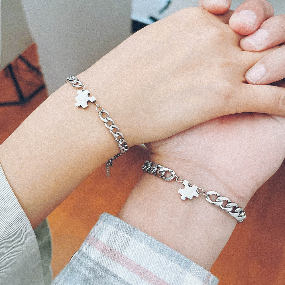 Juego de pulseras de titanio para hombres y mujeres