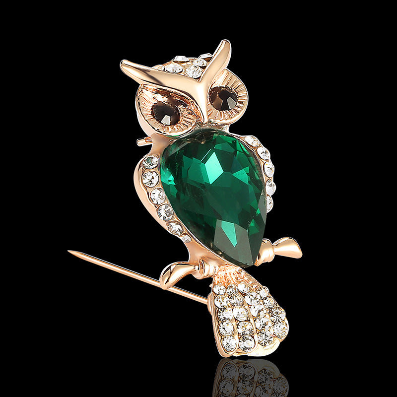 Broche de aleación con diamantes de imitación de animal búho